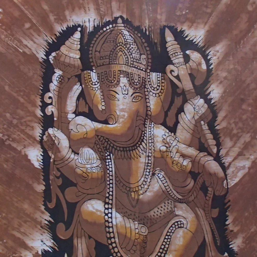 Ganesh Hindu Tapestry Wall Hanging Cotton Screen Printed Unframed 35